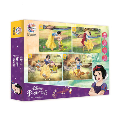 Ratna's 4 in 1 Disney Princess Snow White Jigsaw Puzzle 140 Pieces for Kids. 4 Jigsaw Puzzles 35 Pieces Each - MRGTOYS