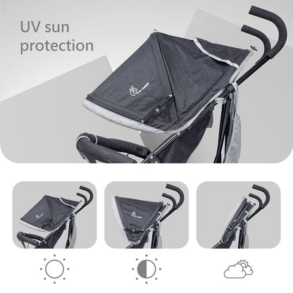 R for Rabbit Pixie Toddles Buggy and Stroller, Baby Stroller and Buggy for Baby, New born, Kids - Buggy for Kids, Travel Friendly Portable Easy Foldable and Carry, Kids Age 6 -36 Months | 6 Months Warranty | ( Black Grey)
