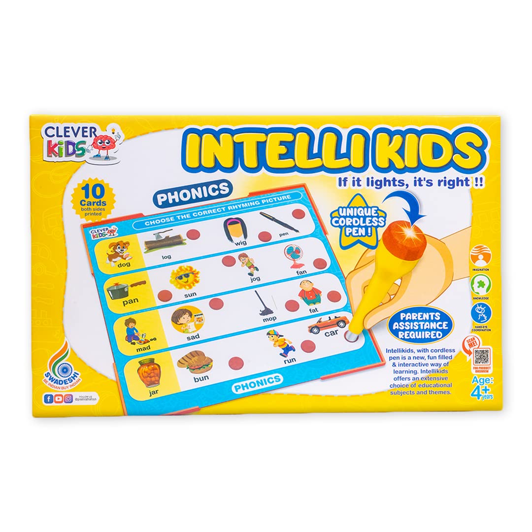Ratna's Intellikids Phonics A Perfect Electro Game. 10 Double Sided Printed Cards. If it Lights its Right. A Fun Way to Learn Phonics