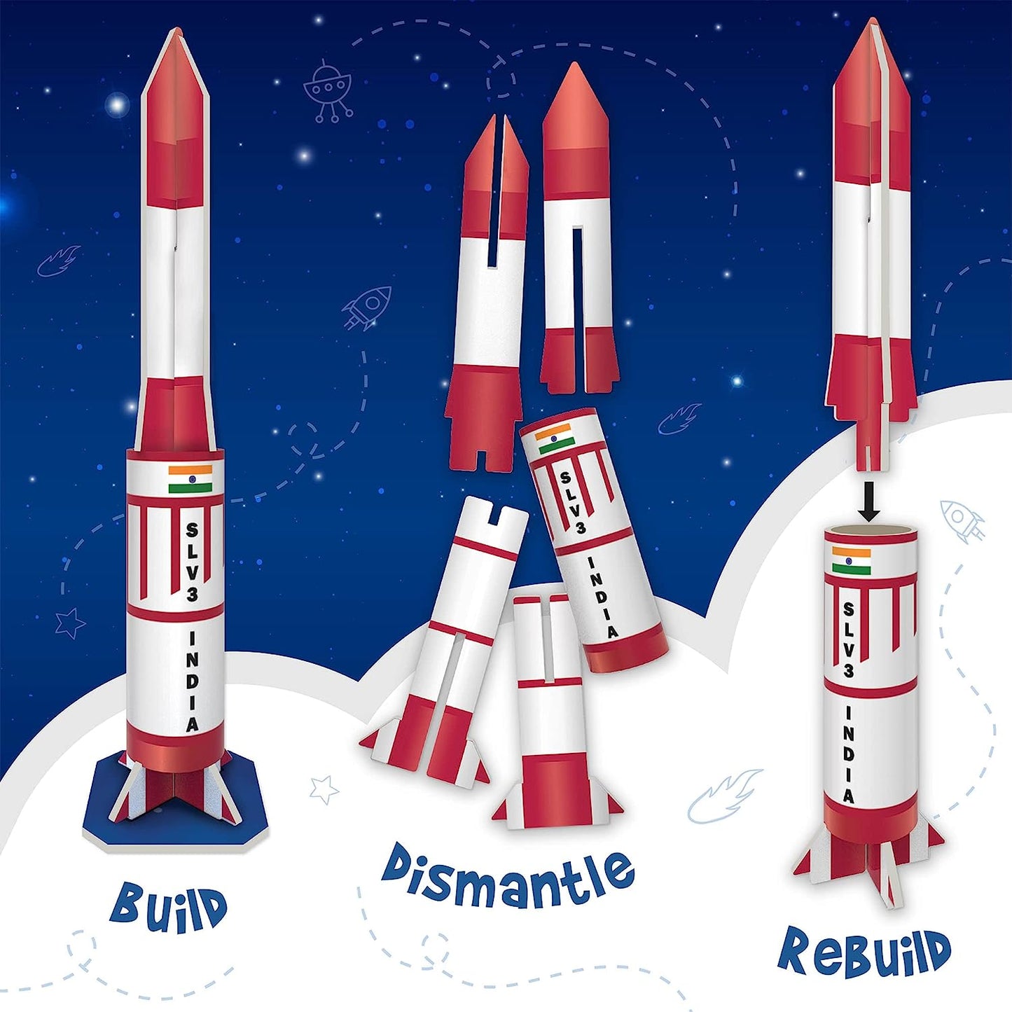 Imagimake Mapology - India's Space Odyssey- Learn About Indian Rockets & Satellites - Model Making Sets - Educational Toy Puzzle - 7 Years & Above GAMES