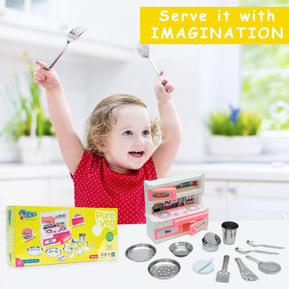 Kitchen Set for Kids.A Perfect Roleplay Pretend Play Kitchen Play Set for Kids (Pure Veg Big Kitchen Set) - MRGTOYS