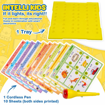 Ratna's Intellikids Phonics A Perfect Electro Game. 10 Double Sided Printed Cards. If it Lights its Right. A Fun Way to Learn Phonics
