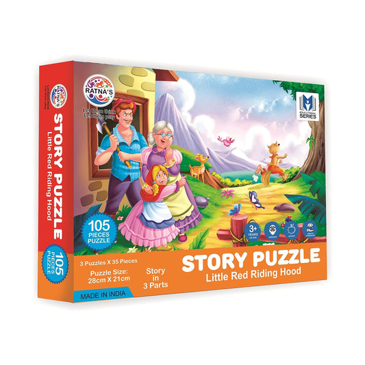RATNA'S Story Jigsaw A Little RED Riding Hood for Kids. This Pack Includes 3 Jigsaw Puzzle and A Story Book