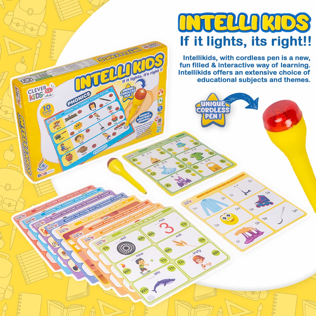 Ratna's Intellikids Phonics A Perfect Electro Game. 10 Double Sided Printed Cards. If it Lights its Right. A Fun Way to Learn Phonics