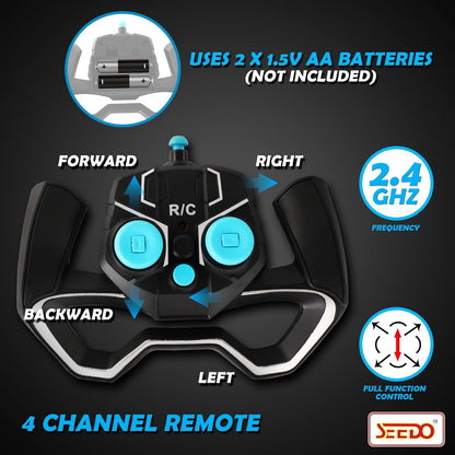 SEEDO Remote Control Rechargeable Twisting Stunt Car 1:16 Scale 360 Degree Double Sided Rotation 2.4 GHz All Terrain RC Vehicle Toy with Multi Line Technology for Kids 8+ Years COLOR MAY VARY