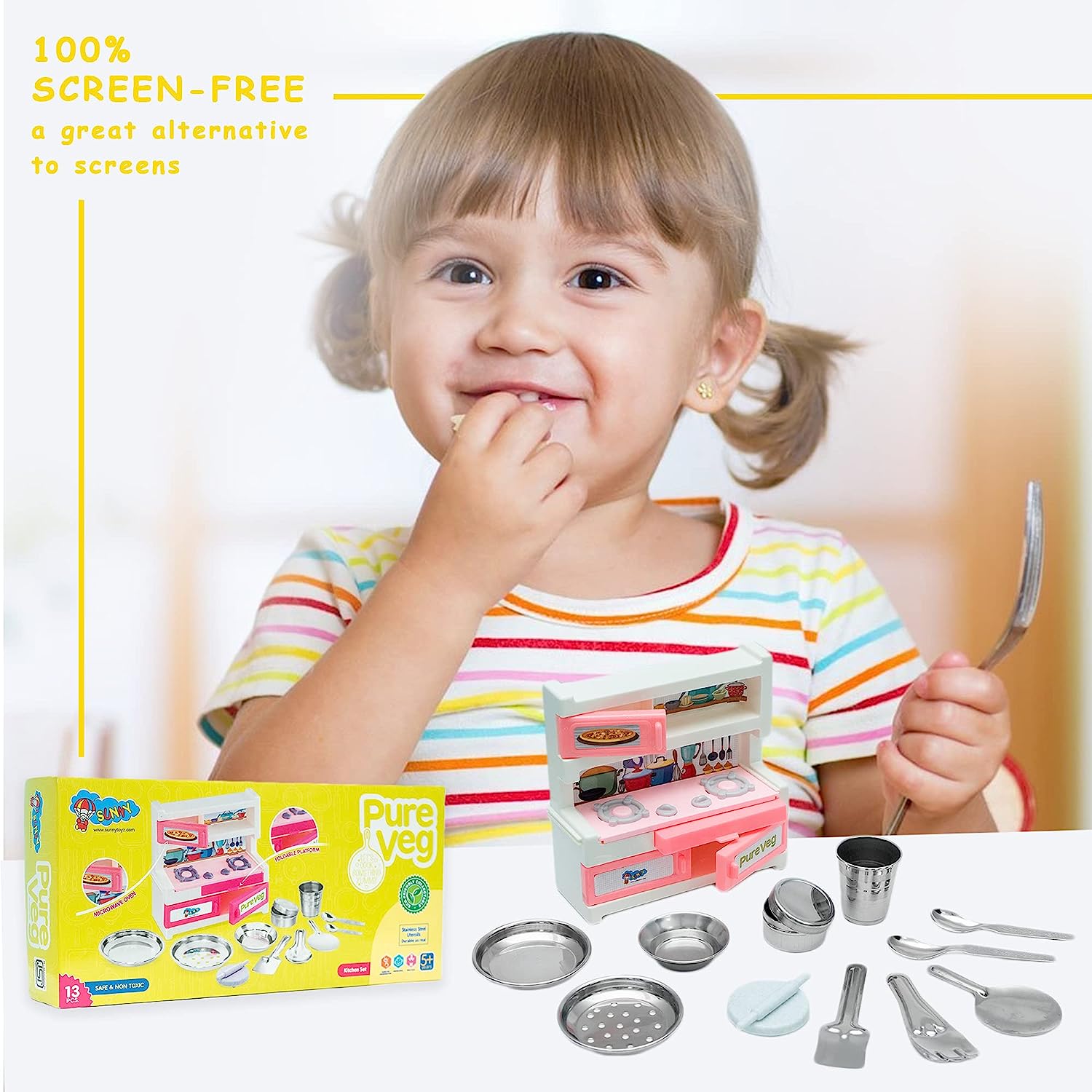 Kitchen Set for Kids.A Perfect Roleplay Pretend Play Kitchen Play Set for Kids (Pure Veg Big Kitchen Set) - MRGTOYS
