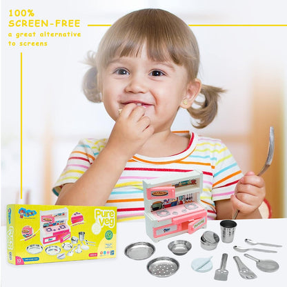 Kitchen Set for Kids.A Perfect Roleplay Pretend Play Kitchen Play Set for Kids (Pure Veg Big Kitchen Set) - MRGTOYS