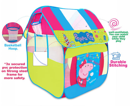 Itoys Peppa Pig Foldable Playhouse Tent For Kids- Big Pop-Up theme theme Play Tent For Toddler And Baby, Fill With Plastic Balls (Balls Not Included) (Peppa Pig Big Pop Up Tent, Multicolour)