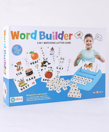 Word Builder/Spelling Games for Kids Education by Quirky Little Things, Brain Games for Kids with 2 in 1 Matching Letter Game (Word Builder)