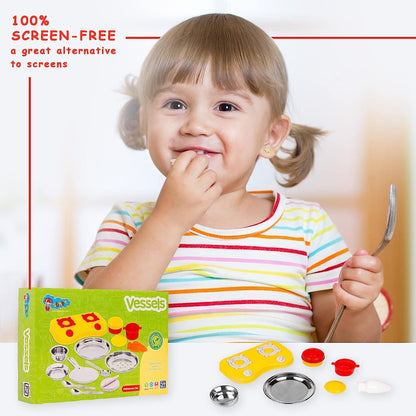 Kitchen Set for Kids.A Perfect Roleplay Pretend Play Kitchen Play Set for Kids (Vessels Kitchen Set) - MRGTOYS