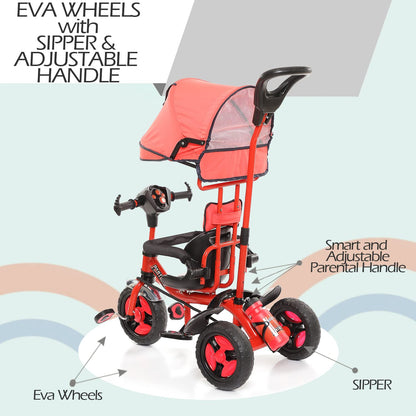 FunRide Kids Tricycle Panther 3 in 1 Plug and Play Musical Trike - Parental Control Handle for 1.5 to 5 Years with Safety Handle for Boys and Girls - (Weight - Upto 25 Kg)