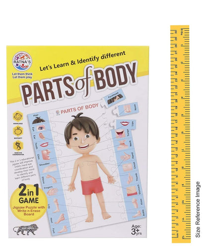 RATNA'S Parts of Body Jigsaw Puzzle for Kids with 2 in 1 Write and Wipe Board with Body Parts