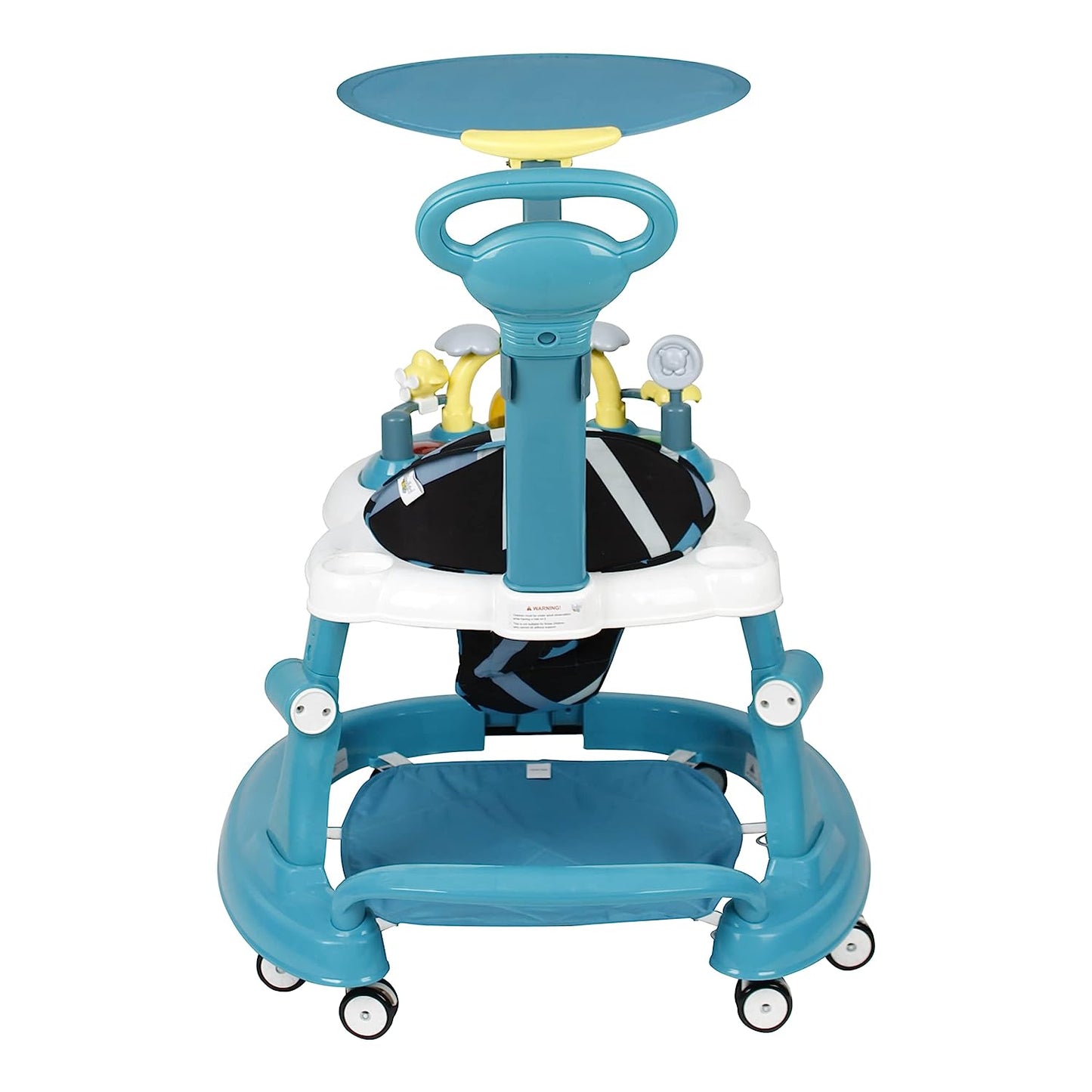 Steelbird Walk-N-Hop Unisex Anti Fall Toddler Hop, Sit & Stand Walker with Sun Shield and Push Hand Bar, Removable Toy Tray, Music System and Height Adjustments for 9-18 Months (Turquoise Blue)