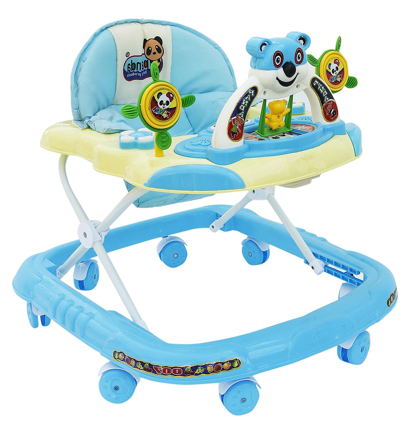 Panda 007 Smart Musical Round Toddler Baby Walker with Comfy 3-in-1 Height Adjustable with Light and Musical Toy Bar and Ultra Soft Seat for Kids (6 Month + Age) (Kids Walker) (Blue) - MRGTOYS