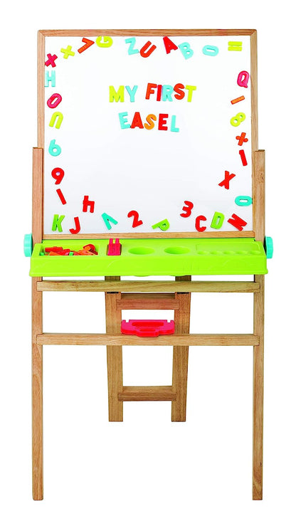 Giggles - My First Easel , 4 in 1 Double Sided Wooden Easel Board , Multicolour with Alphabet & Numbers , 3 Years & above , Preschool toys