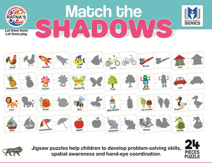 Ratna's Match The Shadows Jigsaw Puzzle for Kids. 48 Different Shadow Jigsaw for Kids