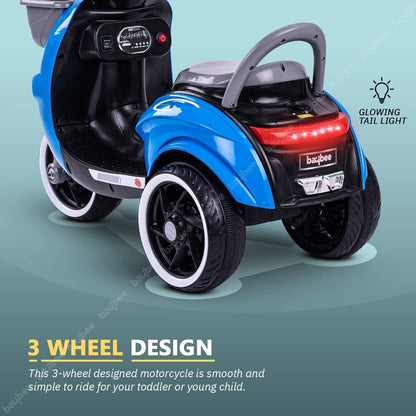 Baybee Pepto Kids Battery Operated Bike for Kids, Ride on Toy Baby Bike Scooty with Light & Music | Kids Bike Rechargeable Battery Bike | Electric Bike for Kids to Drive 1 to 3 Years Boy Girl (Blue)