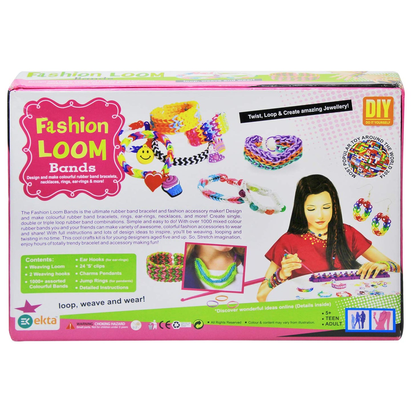 ekta fashion loom bands ( jewellery maker)- Multi color, Rubber
