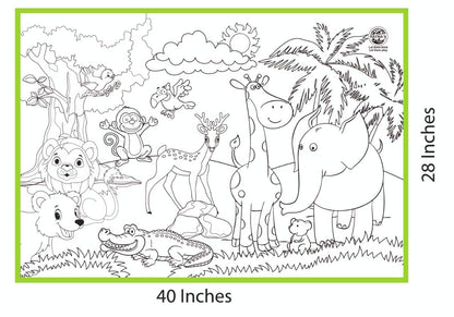 My Colouring MAT for Kids Reusable and Washable. Big MAT for Colouring. MAT Size(40 INCHES X 27 INCHES) (Jungle Theme)