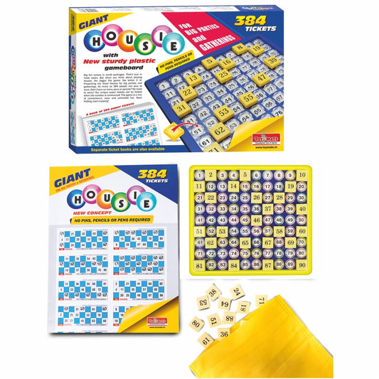 Toymate Housie Giant 384 Foldable Tickets- No Pins or Pencils Required