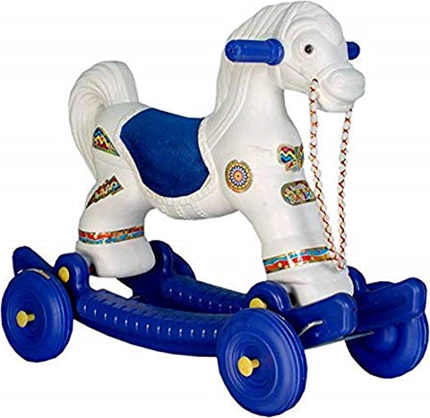 Baby Toy Horse CHETAK Rider / Rocker with footrest Cart Non Battery Operated Ride On( multicolor) - MRGTOYS