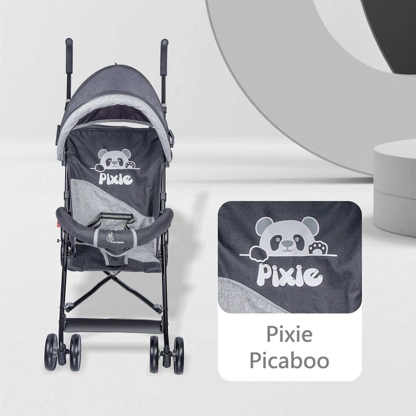 R for Rabbit Pixie Toddles Buggy and Stroller, Baby Stroller and Buggy for Baby, New born, Kids - Buggy for Kids, Travel Friendly Portable Easy Foldable and Carry, Kids Age 6 -36 Months | 6 Months Warranty | ( Black Grey)
