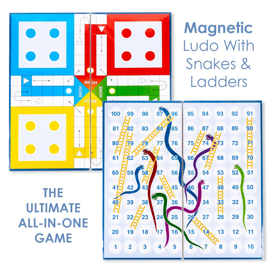 RATNA'S Magnetic Snakes and Ladders with Ludo for Kids and Family Fun