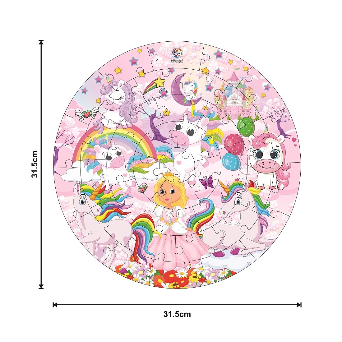 Kiddy Round Jigsaw Puzzle for Kids|40 Pieces Puzzle|31.5 cms Diameter (Unicorn) - MRGTOYS