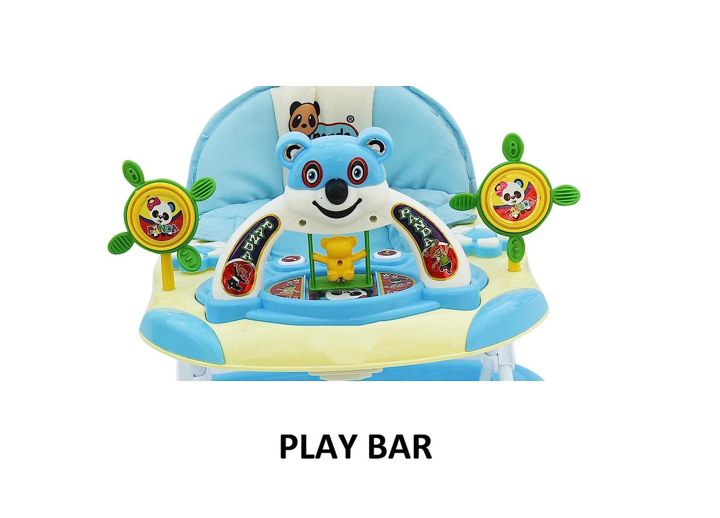 Panda 007 Smart Musical Round Toddler Baby Walker with Comfy 3-in-1 Height Adjustable with Light and Musical Toy Bar and Ultra Soft Seat for Kids (6 Month + Age) (Kids Walker) (Blue) - MRGTOYS