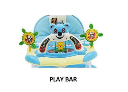Panda 007 Smart Musical Round Toddler Baby Walker with Comfy 3-in-1 Height Adjustable with Light and Musical Toy Bar and Ultra Soft Seat for Kids (6 Month + Age) (Kids Walker) (Blue) - MRGTOYS