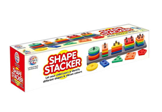 Ratna's Shape Stacker Geometric Blocks Stacker Shape Sorter Column Puzzle Stacking Set for Kids