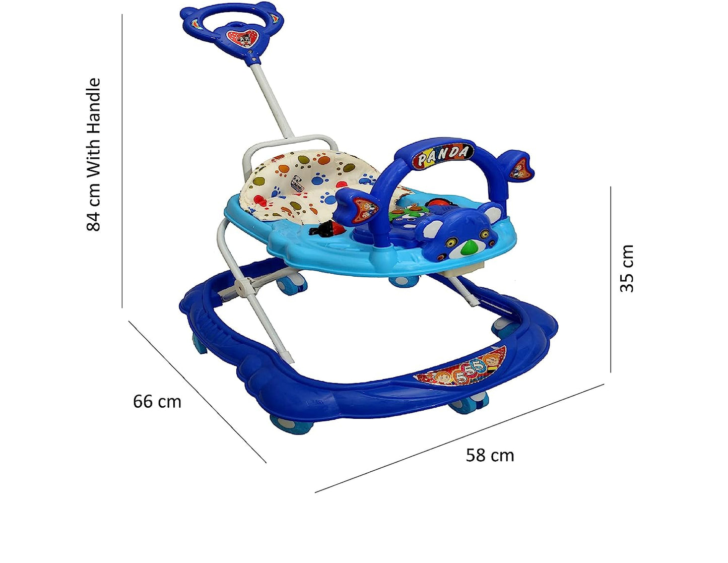 Teddy Baby Adjustable Walker - Music & Rattles with Parental Handle (555-BLUE) - MRGTOYS