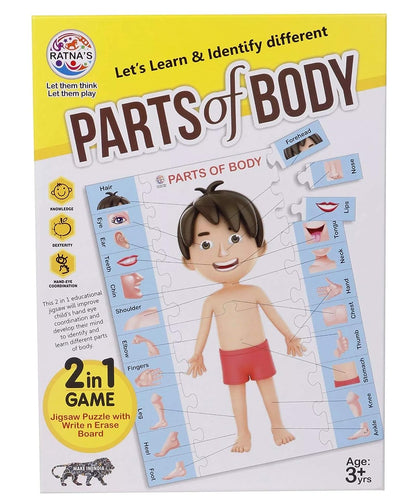RATNA'S Parts of Body Jigsaw Puzzle for Kids with 2 in 1 Write and Wipe Board with Body Parts