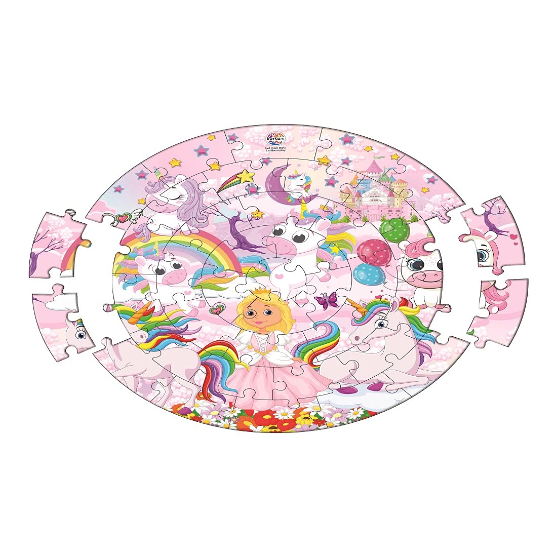 Kiddy Round Jigsaw Puzzle for Kids|40 Pieces Puzzle|31.5 cms Diameter (Unicorn) - MRGTOYS
