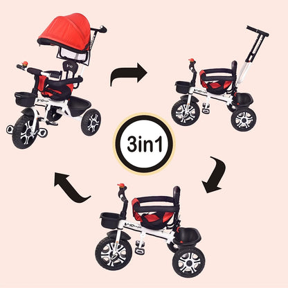 BabyCute Cycle for Kids, Plug and Play Baby Sports Tricycle with Canopy for 2 to 5 Year Old Children V 10 RED - MRGTOYS