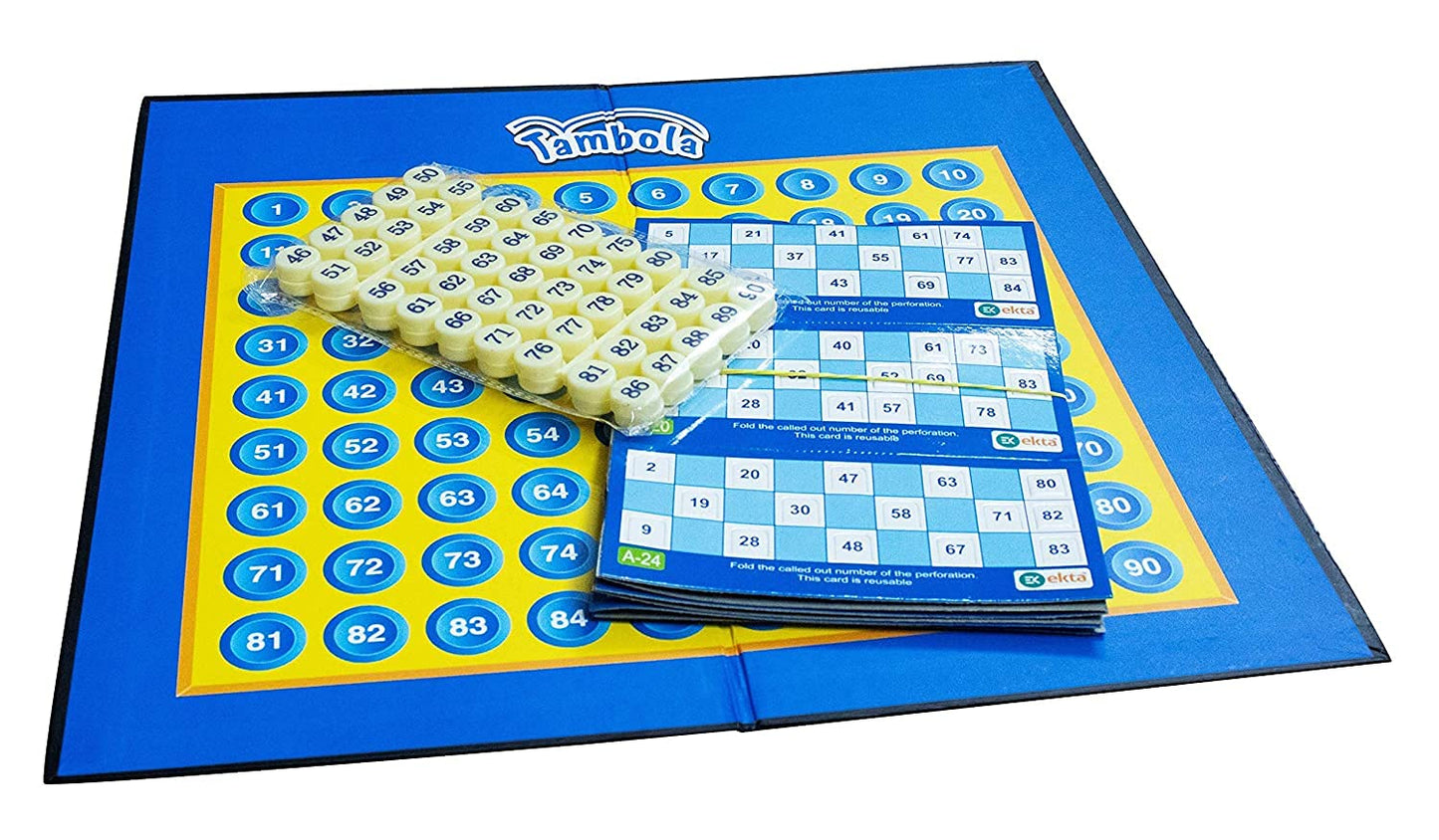 EKTA 4 in 1 Family Strategy Board Games | Tambola, Chess, Ludo and Snakes & Ladders Educational Family Games | Fun & Strategy Games Multicolor for 2 years or above