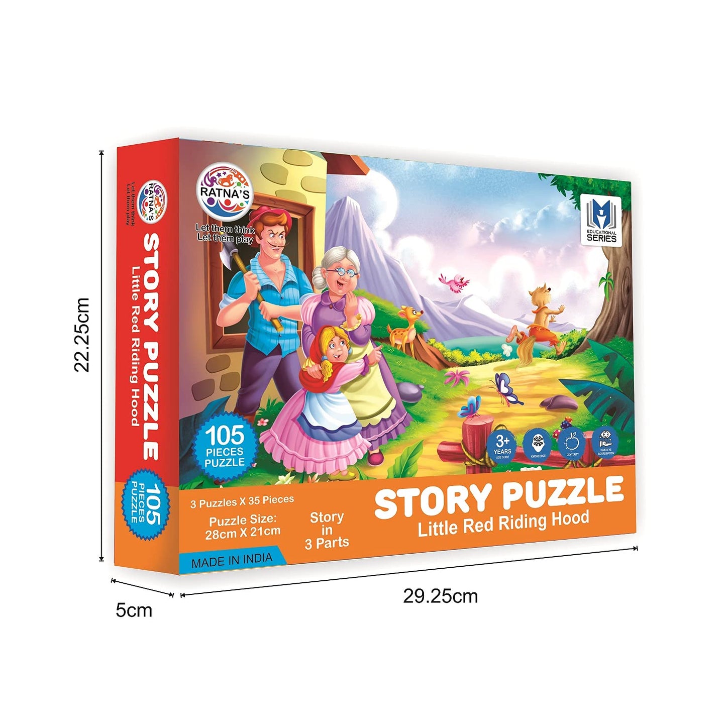 RATNA'S Story Jigsaw A Little RED Riding Hood for Kids. This Pack Includes 3 Jigsaw Puzzle and A Story Book