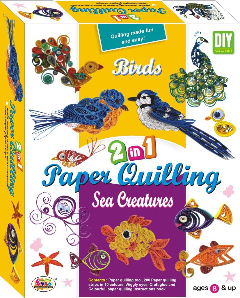 EKTA Paper Quilling Kit-Sea and Creature Edition (200 Strips in 10 Colors)|Multicolor