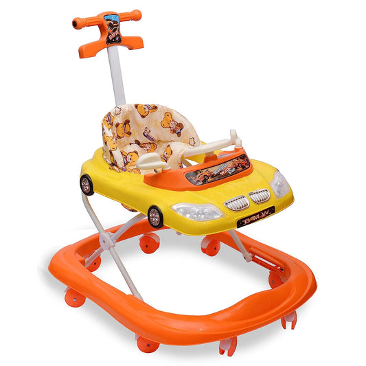 B.M.W Baby Walker Adjustable Height with Height Adjustable 6-18 Months Baby Walker Walker for Kids, Walker with Parental Push Handle | Activity Walker for Baby with Musical Boys Girls (Orange) - MRGTOYS