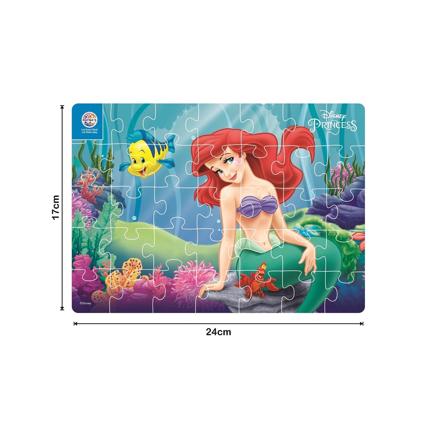 Ratna's 4 in 1 Disney Jigsaw Puzzle 140 Pieces for Kids. 4 Jigsaw Puzzles 35 Pieces Each (Mermaid Ariel) - MRGTOYS