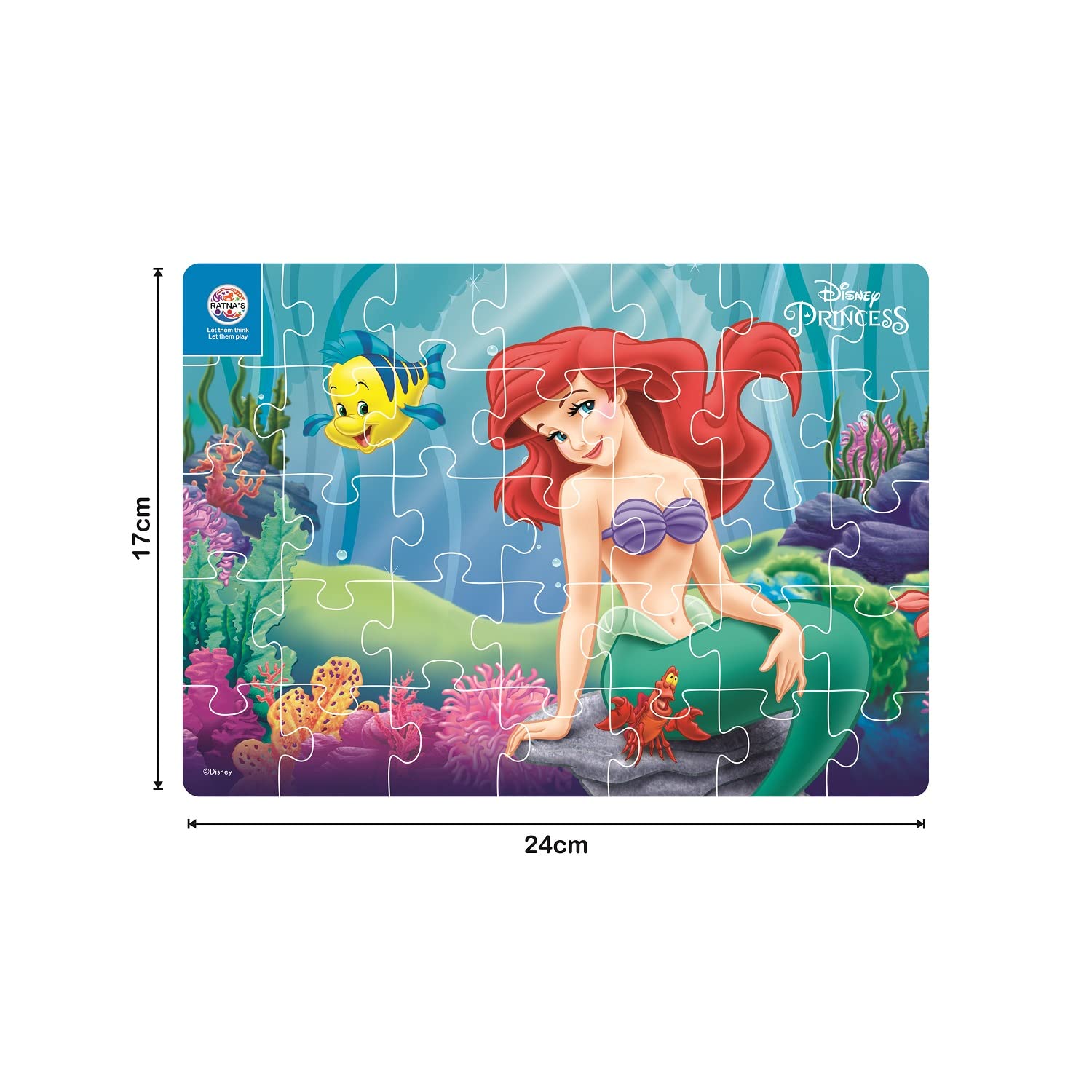 Ratna's 4 in 1 Disney Jigsaw Puzzle 140 Pieces for Kids. 4 Jigsaw Puzzles 35 Pieces Each (Mermaid Ariel) - MRGTOYS