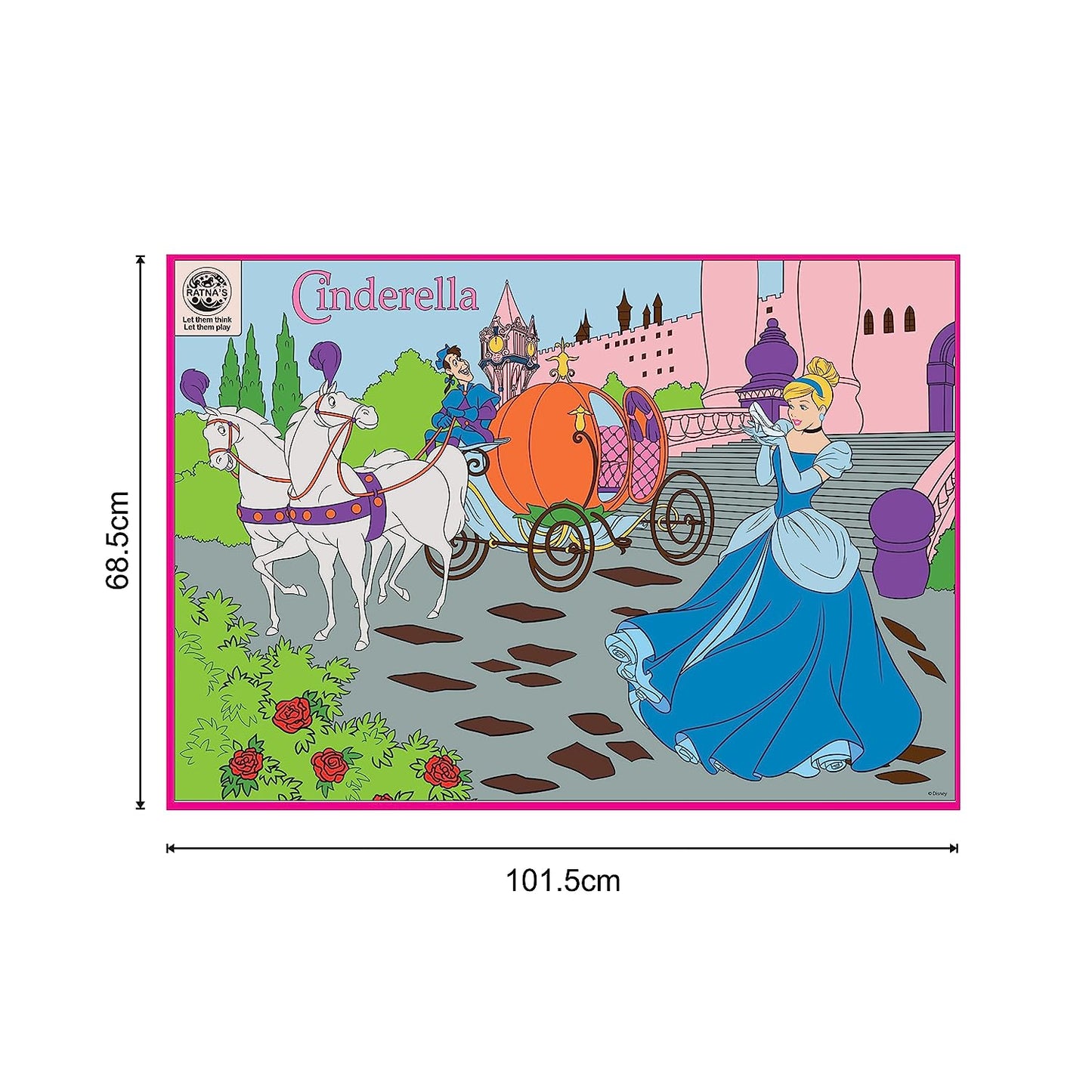 RATNA'S My Coloring Mat Cinderella | DIY Kit for Kids Big Size Mat 40 x 27 inches