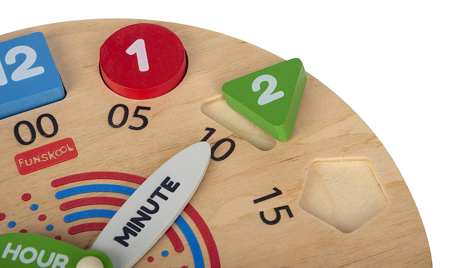 Giggles - My Clock, Shape sorting clock puzzle, Teaches Time,shapes and Numbers, 3 Years & above, Preschool toys Multicolor