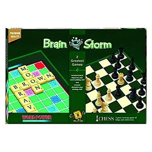 Toymate Brain Storm- Combo of Chess and Scrabble WordPower Crossword Game Board for Kids n Adults