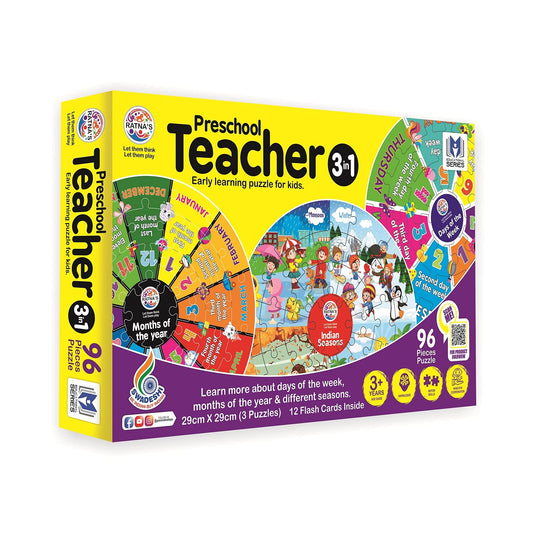 Preschool Teacher 3 in 1|A Perfect Early Learner Jigsaw Puzzle for Kids|Learn More About Days of The Week,Months of The Year & Different Indian Seasons