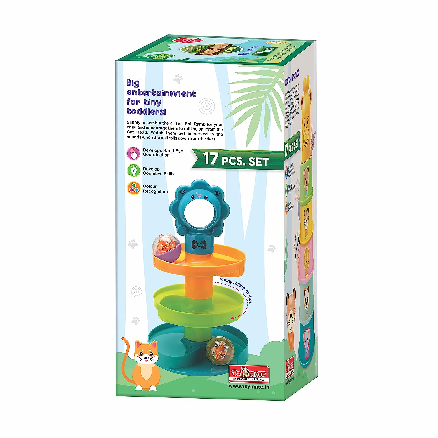 Toymate Baby’s Safari World - 17 pcs Ultimate Toddler Games Gifts Set - Stacking Cups, Nesting, Rolling - Montessori Fine Motor Skills for 1 Year & Above