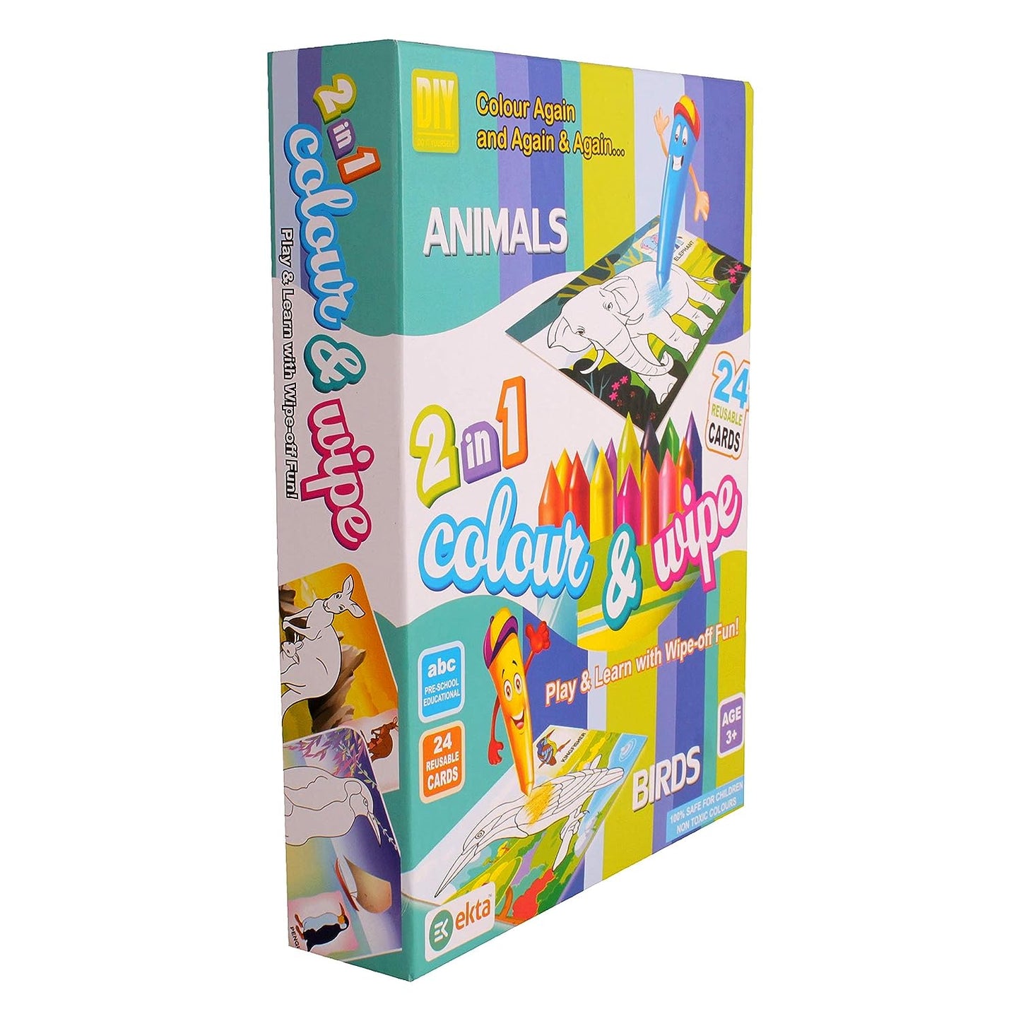 EKTA 2 in 1 Colour &Wipe Animals& Birds