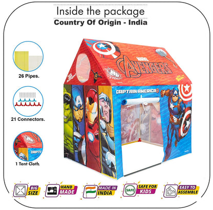 Jumbo Size Kids Play Tent House for 10 Year Old Girls and Boys Play House Tent (Avengers Theme Piped Tent)