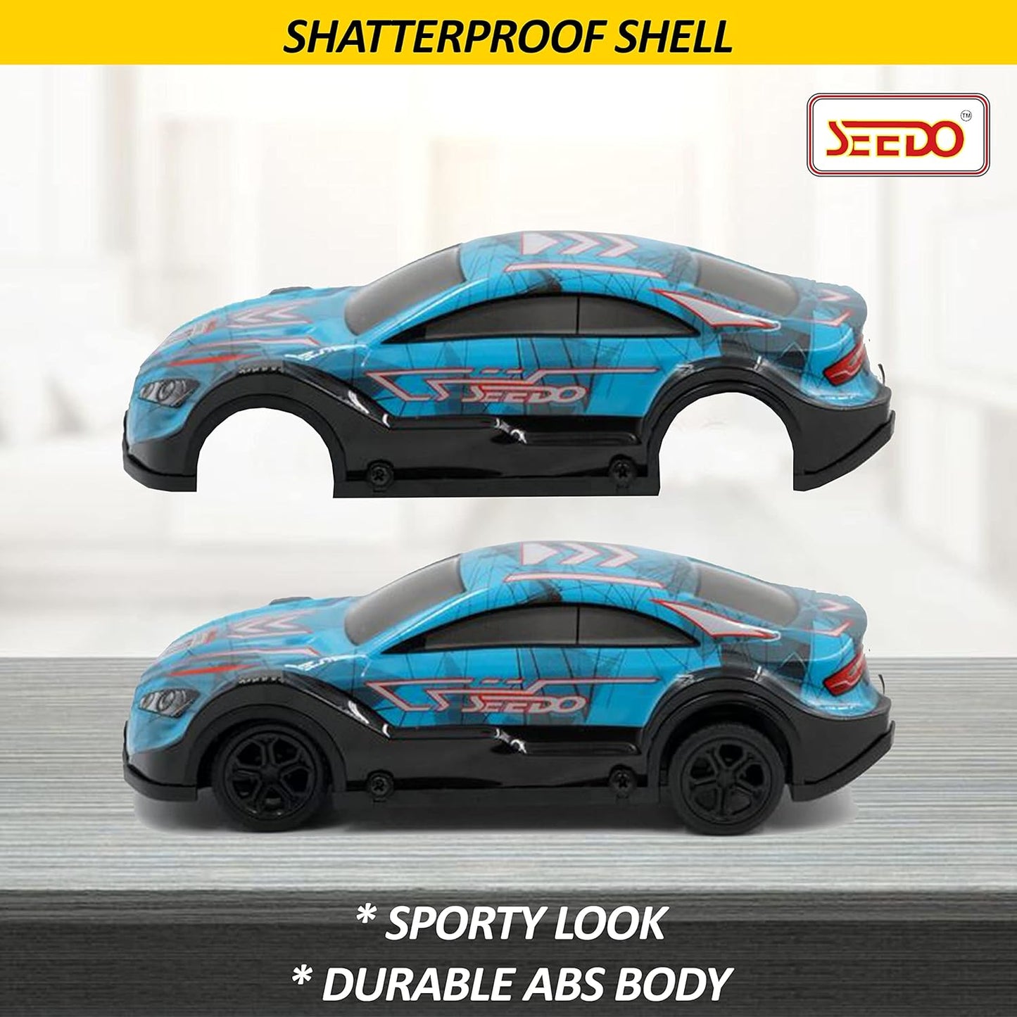 SEEDO Remote Control Rechargeable Dazzling Drift Anti Scratch High Speed Racing Car with Colourful Lights and Music, 1:24 Scale Rc Vehicle Toy for 8+ Years Kids Boys and Girls, Pack of 1,color may vary