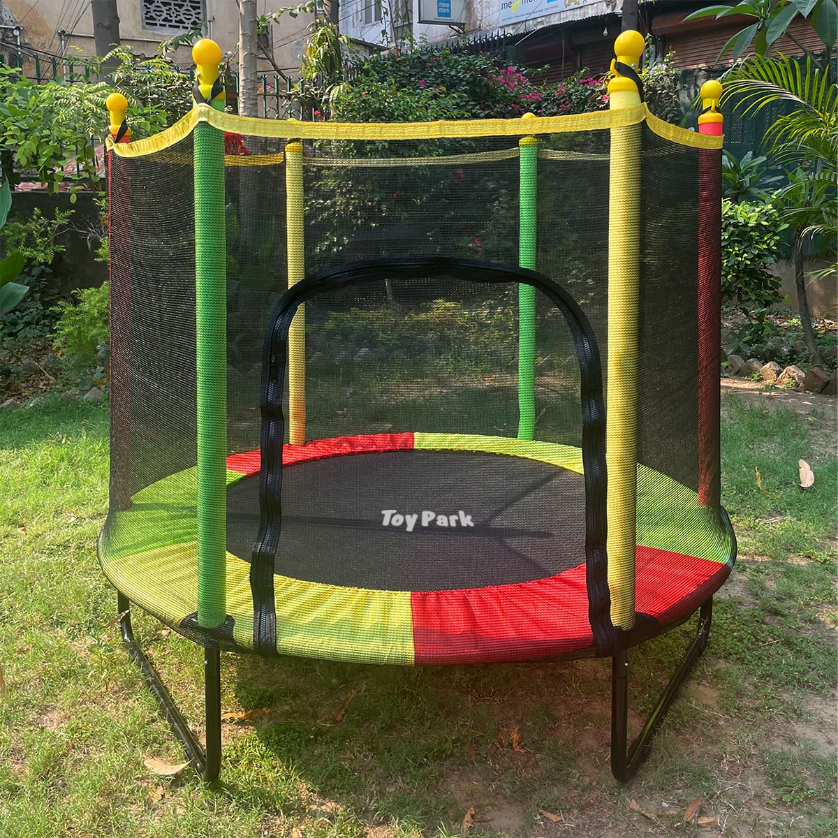 Toy Park Kids Trampoline with Safety Enclosure Powerful Loading Capacity All-in-one Combo Set - Indoor/Outdoor Heavy Duty Frame,Birthday Gifts for Kids